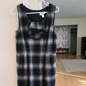 LOFT Black and Gray Textured Dress